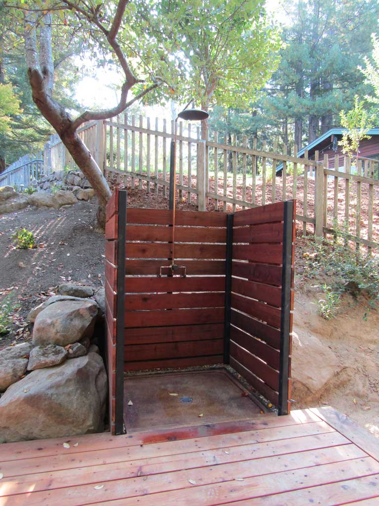 Custom-built outdoor shower structure
